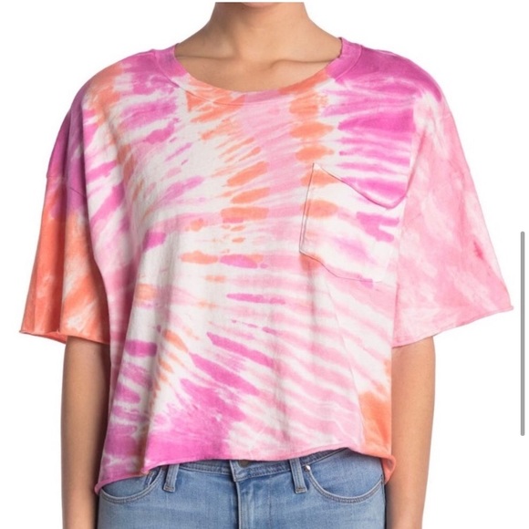 Abound Tops - ⚡️2 for $15 ABOUND Nordstrom Pink Tie Dye Cropped Cotton Tee Size S